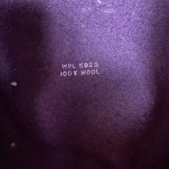 Vintage 70s Women Hat 100% Wool Purple Rose Black Lace Royal Core Gothic Grunge - Picture 5 of 11